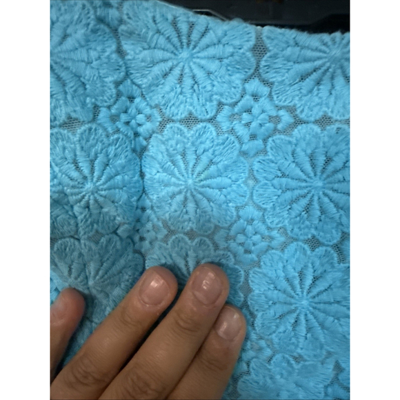 Lilly Pulitzer Vicki Dress Women 2 Teal Strapless Mini Daisy Embroidered - Picture 4 of 7